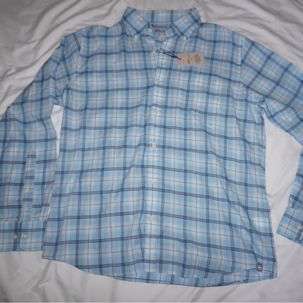 Peter Millar Light Blue Plaid Casual Shirt